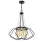 60W x 4 Ladue Metal Chandelier with Edison Bulbs, Black/Chrome - Modern Two Tone Design