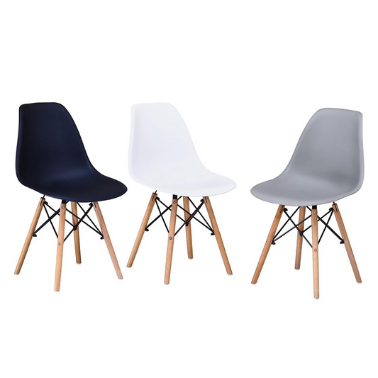 Inspiring 17.5" Black Plastic Dining Chairs with Beech Wood Legs (Set of 4) - Ideal for Creative Spaces