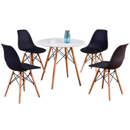 Inspiring 17.5" Black Plastic Dining Chairs with Beech Wood Legs (Set of 4) - Ideal for Creative Spaces