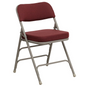 HERCULES Series Premium Curved Triple Braced & Double Hinged Burgundy Fabric Metal Folding Chair