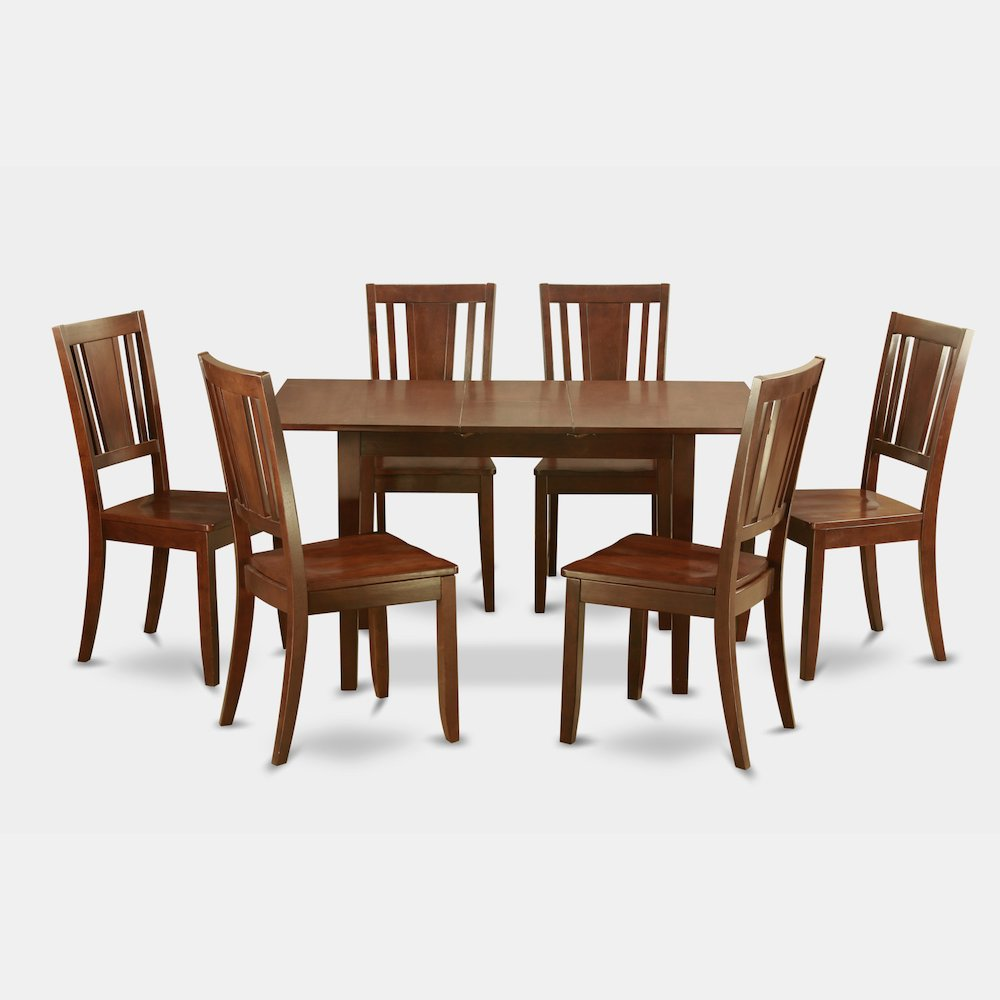 7 Pc Kitchen Dining Tables Set - Table with Leaf and 6 Dining Chairs - Navarrete Furniture