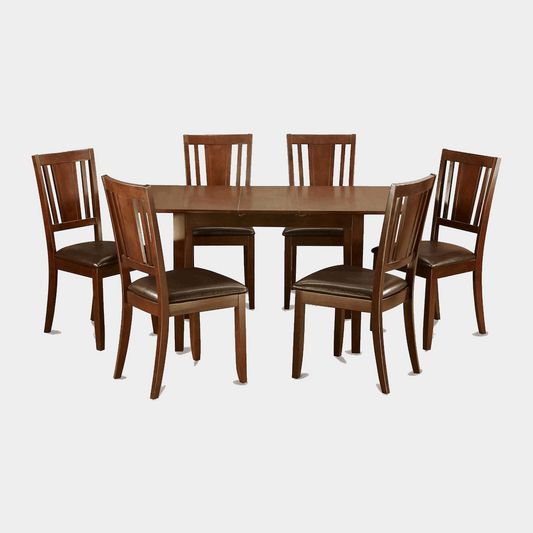 7  Pc  Kitchen  Tables  set  -  Table  with  Leaf  and  6  Dining  Chairs - Navarrete Furniture