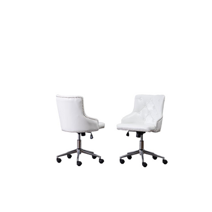 Tufted Faux Leather Office Chair in White - Single