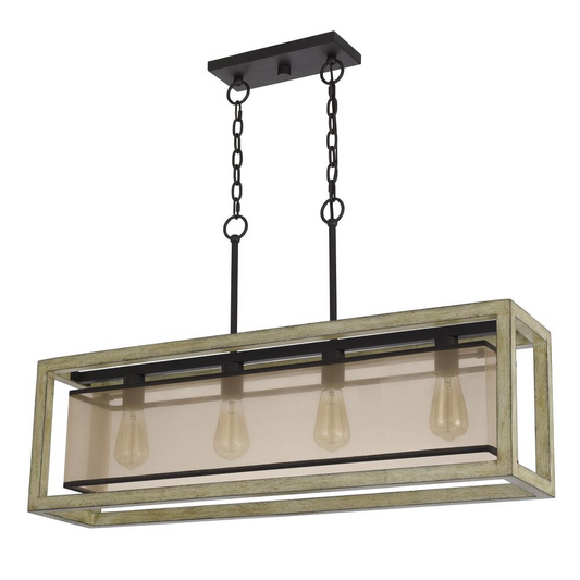 Palencia Rubber Wood Island Chandelier with Organza Shade | Elegant Lighting