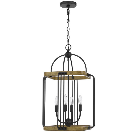 Ripon Metal Chandelier with Wood Finish - Stylish and Elegant Lighting Fixture