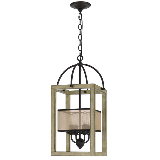 Palencia Rubber Wood Chandelier with Organza Shade - Elegant Lighting Fixture