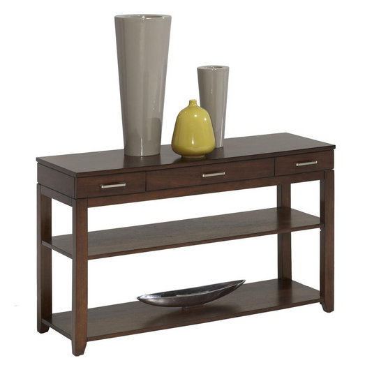 Modern Sofa/Console Table | Walnut Finish | Storage Drawers & Shelf