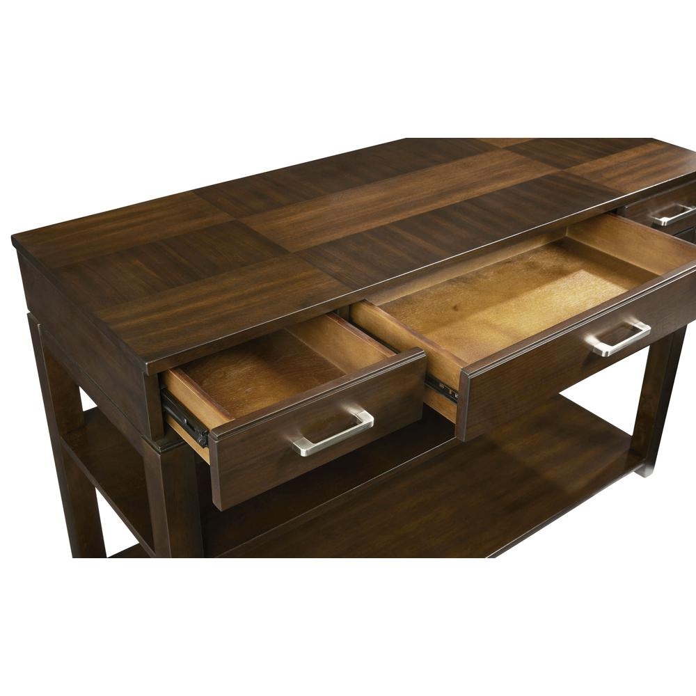 Modern Sofa/Console Table | Walnut Finish | Storage Drawers & Shelf