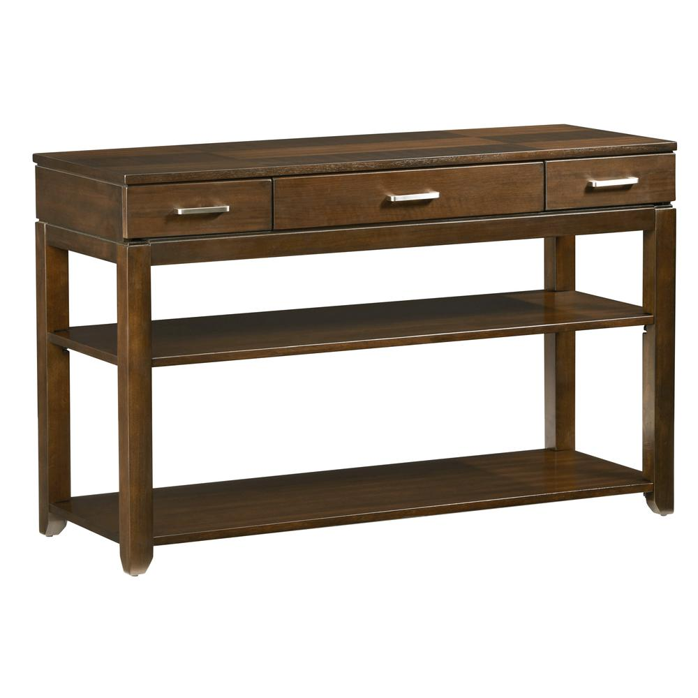 Modern Sofa/Console Table | Walnut Finish | Storage Drawers & Shelf