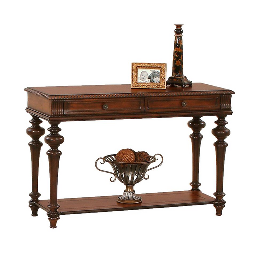 Elegant Sofa Table in Warm Medium Cherry Finish | Console Table with Lower Storage Shelf