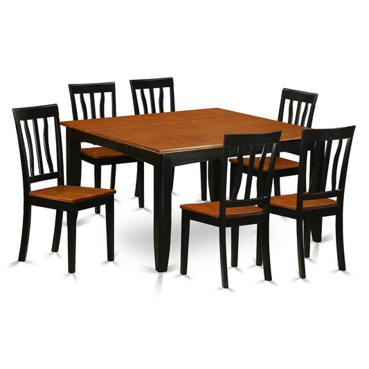 7 Pc Dining Room Set - Dining Table and 6 Wooden Dining Chairs - Navarrete Furniture