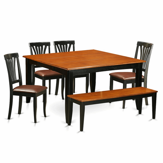 6-PC  Dining  room  set  with  bench-Kitchen  Tables  and  4  Wooden  Dining  Chairs  Plus  bench