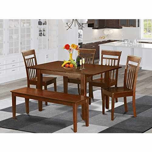 6-Pc  Dining  room  set  with  bench  -Tables  with  4  Dining  Chairs  and  Bench