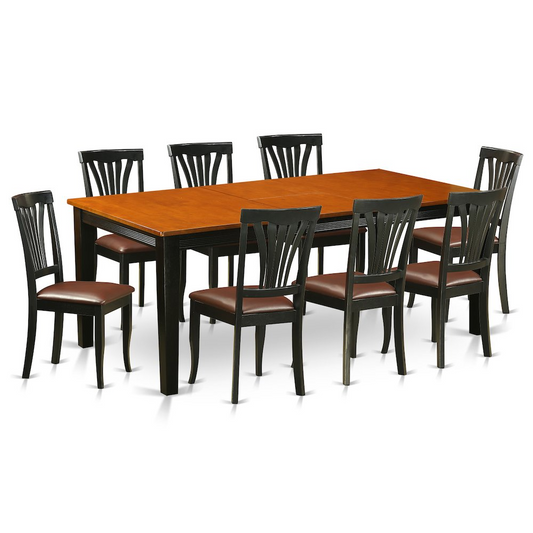 9 PC Dining Set - Dining Table with 8 Wood Dining Chairs - Navarrete Furniture