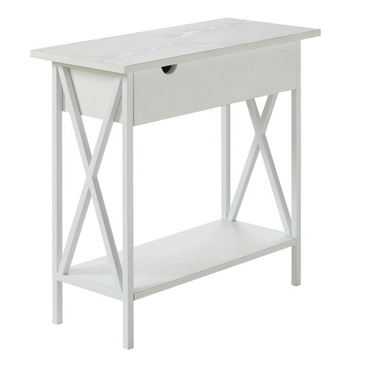 Tucson Flip Top End Table with Charging Station and Shelf