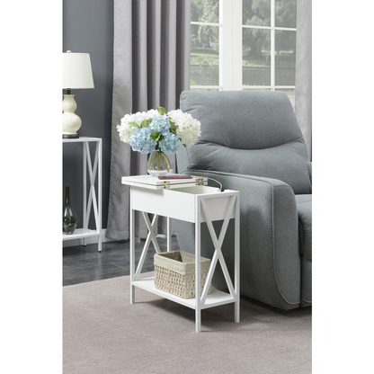 Tucson Flip Top End Table with Charging Station and Shelf