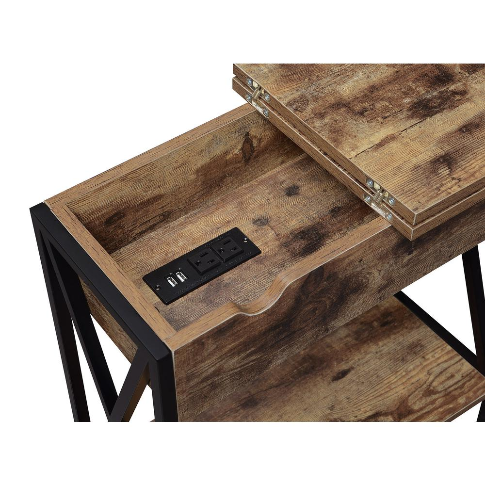 Tucson Flip Top End Table with Charging Station and Shelf