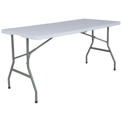 4.97-Foot Granite White Folding Table with Carry Handle, 220 lb Capacity