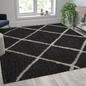 Shag Style Diamond Trellis Area Rug - 8' x 10' - Charcoal/Ivory Polyester (PET)