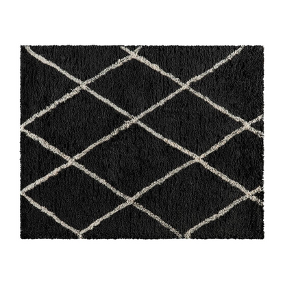 Shag Style Diamond Trellis Area Rug - 8' x 10' - Charcoal/Ivory Polyester (PET)