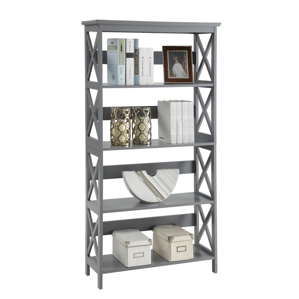 Oxford 5 Tier Bookcase – Spacious Shelves, Modern X Pattern Design