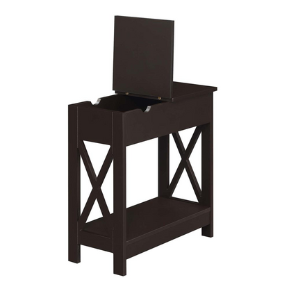 Oxford Flip Top End Table with Charging Station Espresso