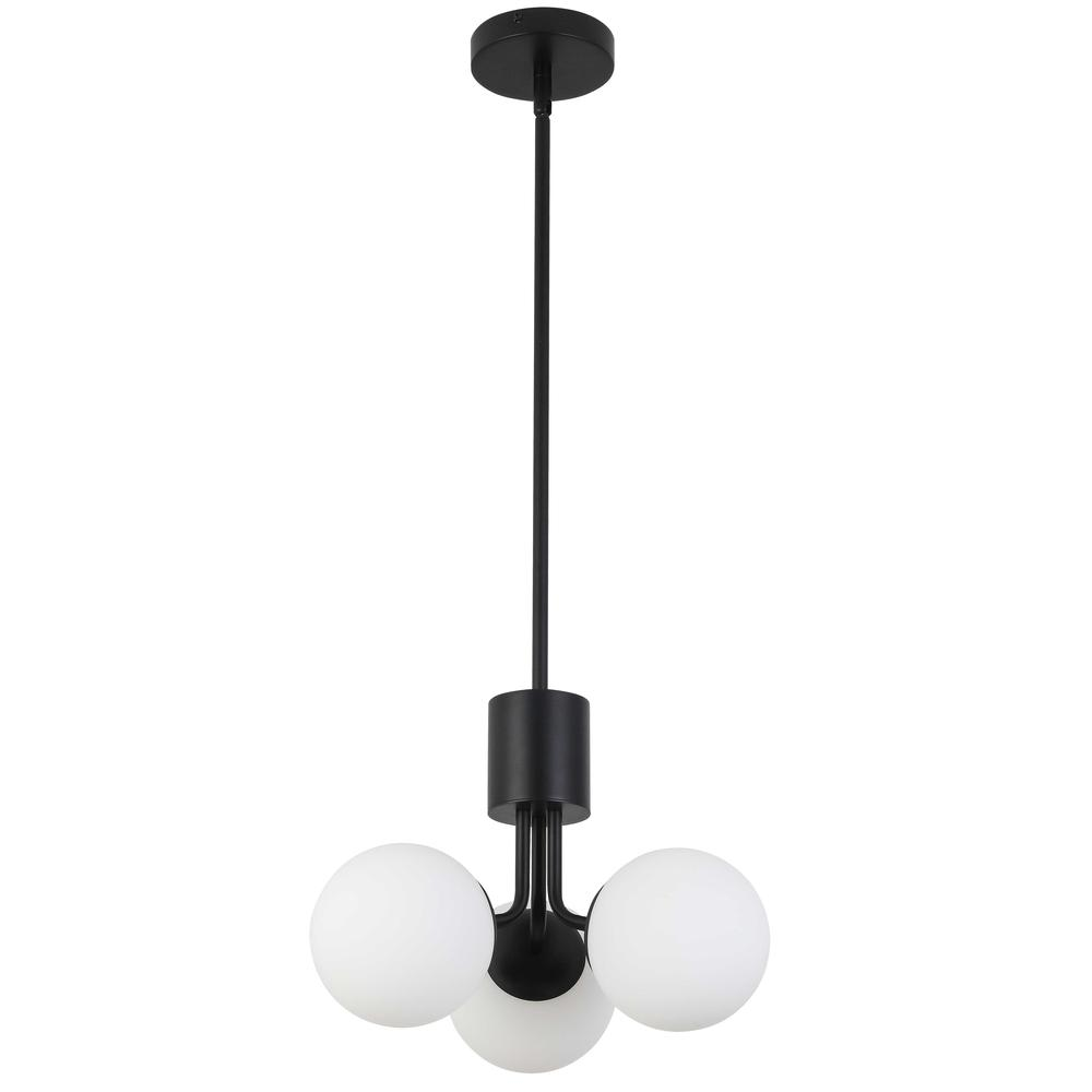 Dainolite Contemporary Amanda Chandelier in Matte Black with Opal Glass