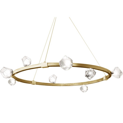 Contemporary Pearlene Chandelier - 12LT Halogen Chandelier, AGB, Clear Gls