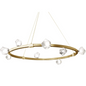 Contemporary Pearlene Chandelier - 12LT Halogen Chandelier, AGB, Clear Gls