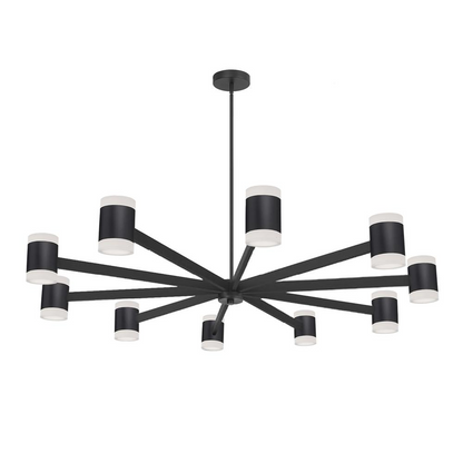 Dainolite Modern Wilson Chandelier, Matte Black, French Acrylic Diffuser