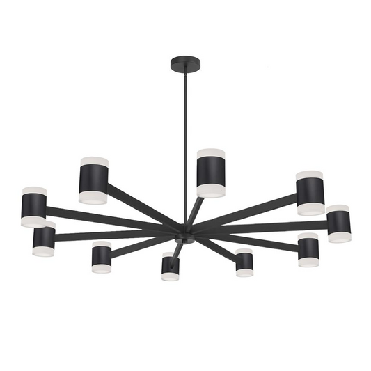 Dainolite Modern Wilson Chandelier, Matte Black, French Acrylic Diffuser