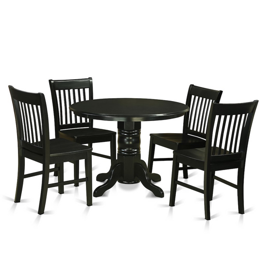 Vintage Style 3 Piece Table and Chairs Set for 2 - Black Finish