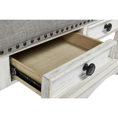 Square Upholstered Cocktail Table - Farmhouse Favorite with Nail Head Trim, Drawers, and Bottom Shelf - Navarrete Furniture