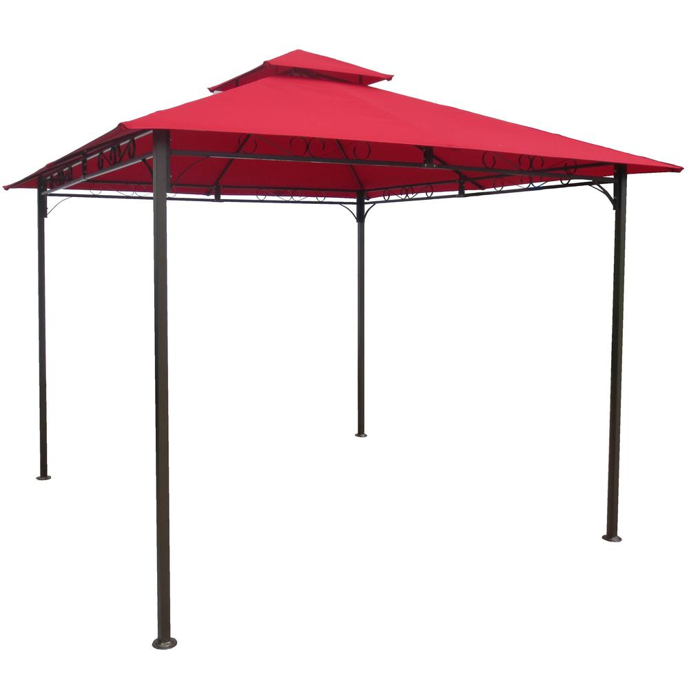 Square Vented Canopy Gazebo - Outdoor Shelter with Scrolled Steel Frame