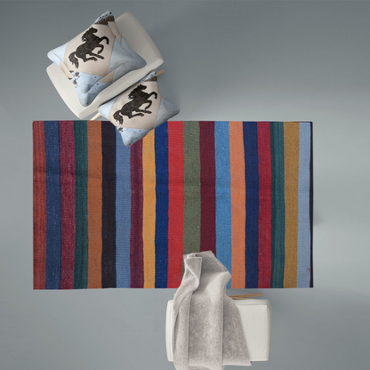 Modern Stratos Kilim Rug - Handwoven, Colorful, Attractive