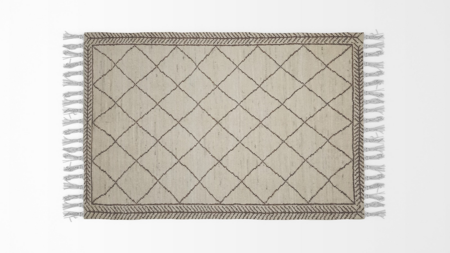 Moroccan Pearl Bush Woolen Rugs - Handmade with Genuine Wool | Durable, Stylish, and Comfortable