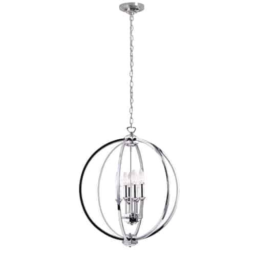 6LT Chandelier, Polished Chrome with Jewelled Accents - Elegant Lighting Fixture