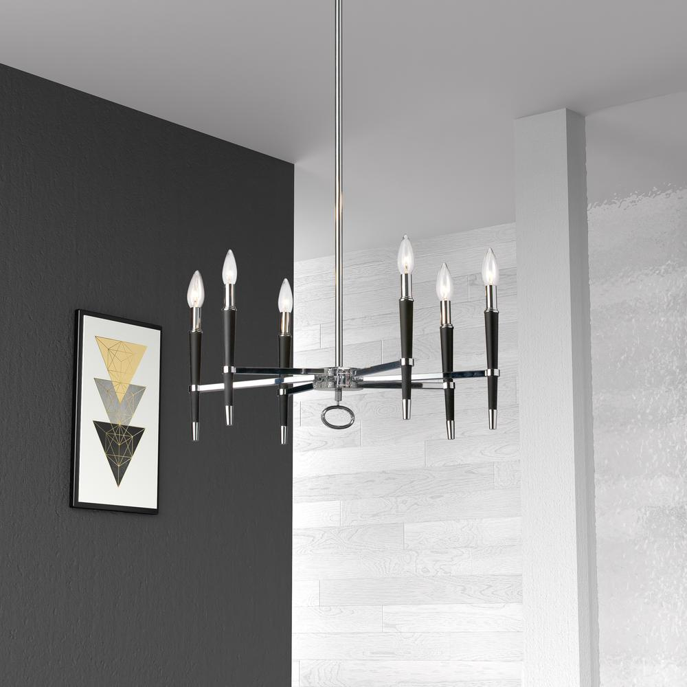 6LT Incandescent Chandelier, PC Finish