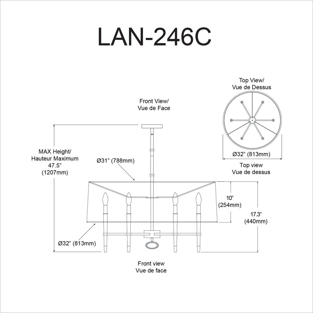 6LT Incandescent Chandelier, PC Finish