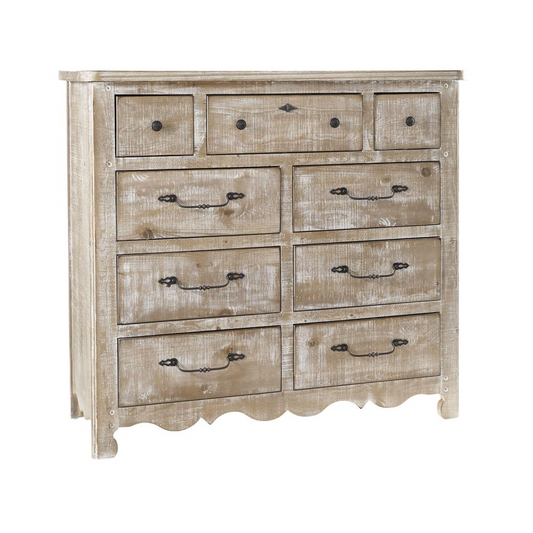 Scalloped Base Molding Drawer Dresser with Unique Hardware - Vintage Chalk Finish