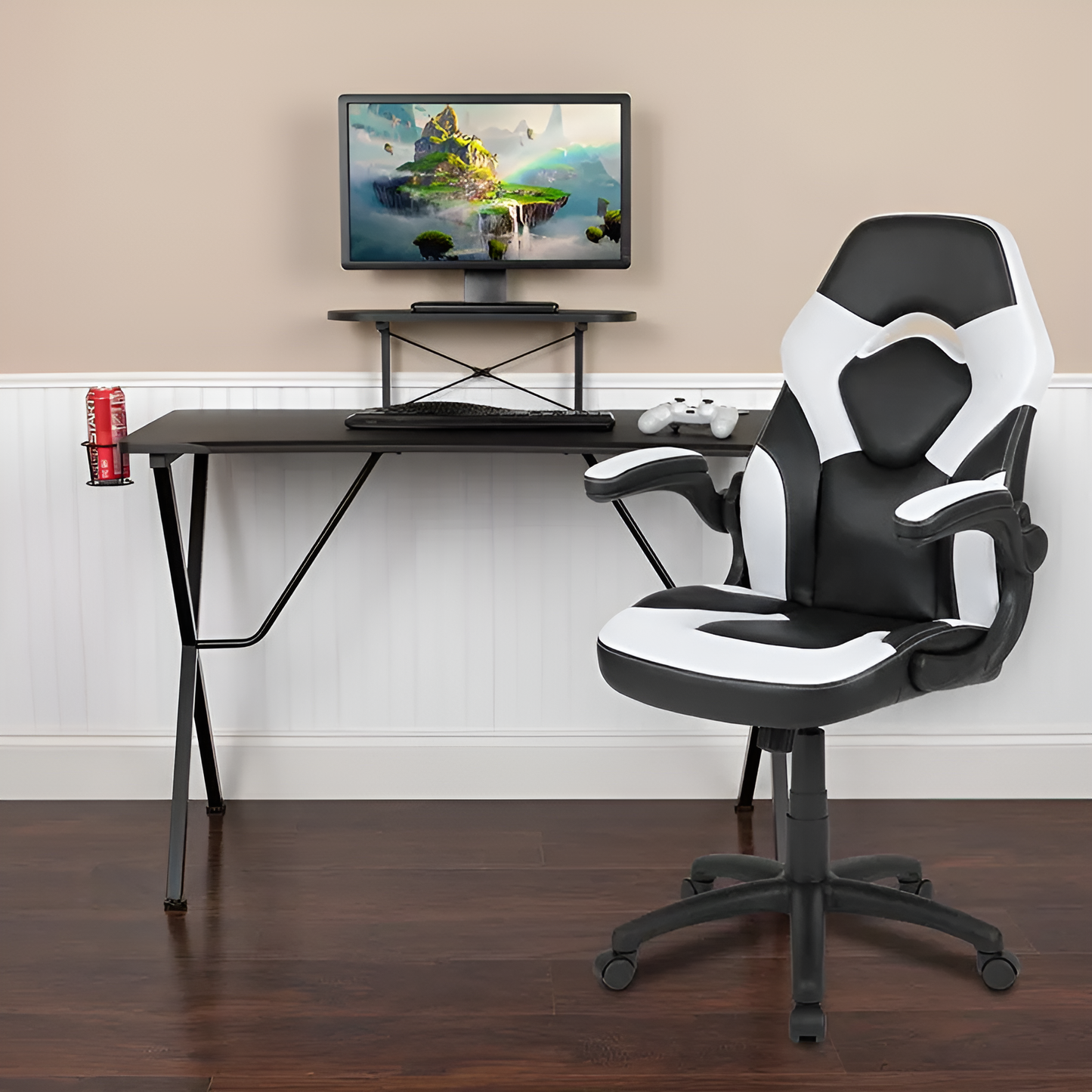 Black Gaming Desk and Racing Chair Set - Elevate Your Gaming Setup