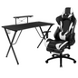 Black Gaming Desk and Reclining Gaming Chair Set with Cup Holder, Headphone Hook, and Monitor/Smartphone Stand