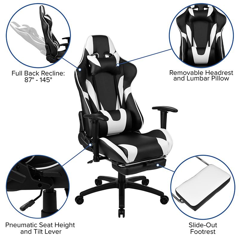 Black Gaming Desk and Reclining Gaming Chair Set with Cup Holder, Headphone Hook, and Monitor/Smartphone Stand