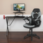 Black Gaming Desk and Gray/Black Racing Chair Set - Upgrade Your Gaming Experience