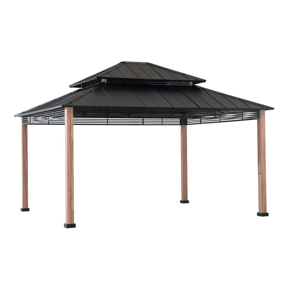 Roberts Outdoor Patio Steel Frame Hardtop Gazebo with 2-Tier Steel Roof - Create a Stylish and Functional Outdoor Gathering Spot