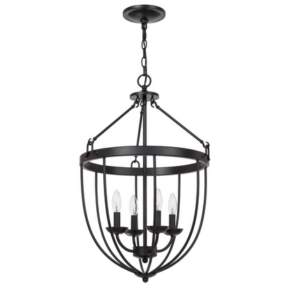 60W x 4 Grafton Metal Chandelier - Stunning Matte Black Finish