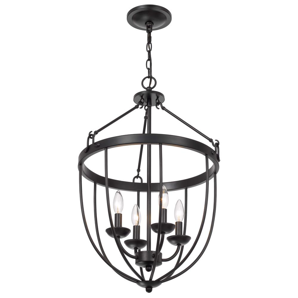 60W x 4 Grafton Metal Chandelier - Stunning Matte Black Finish