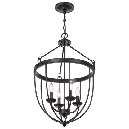 60W x 4 Grafton Metal Chandelier - Stunning Matte Black Finish