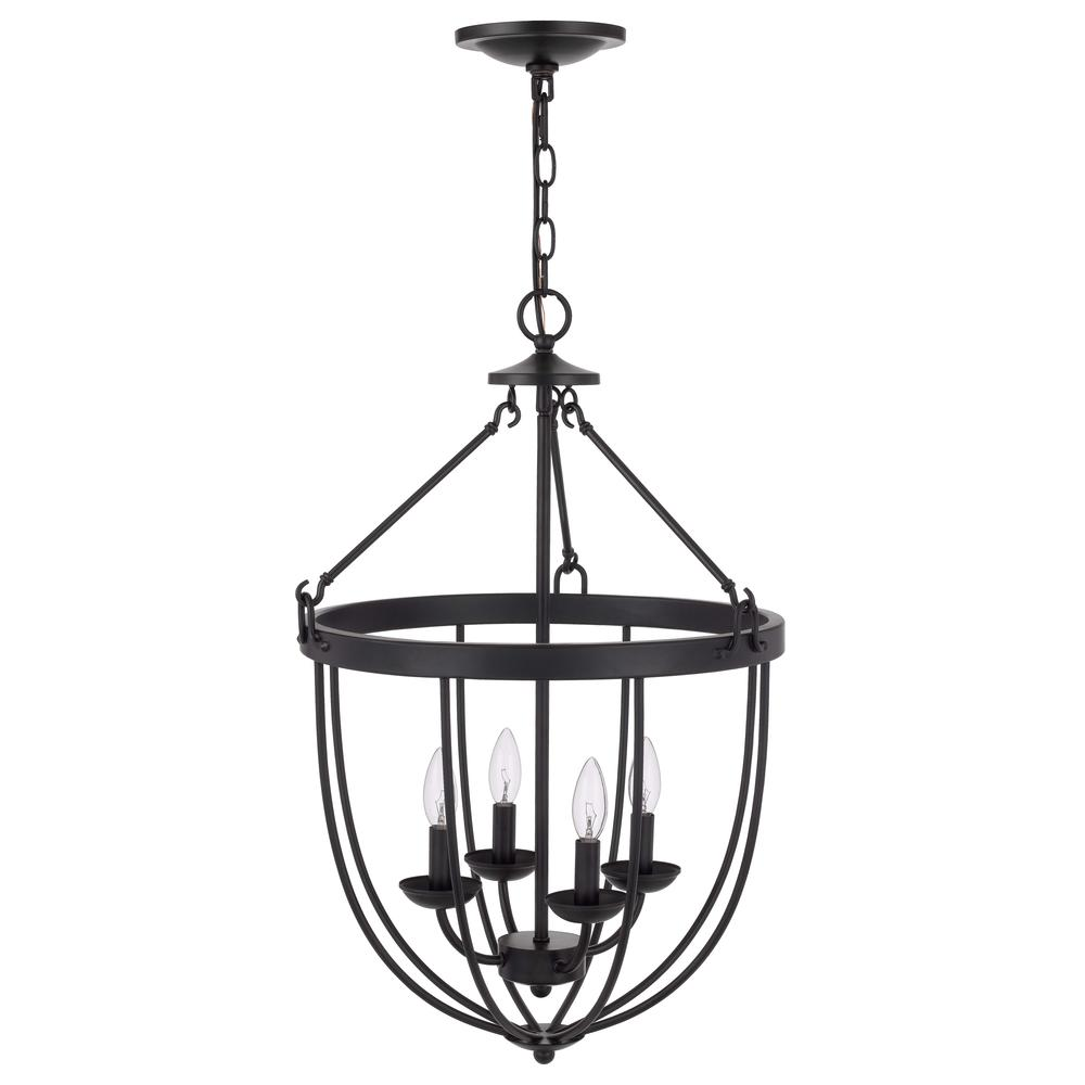 60W x 4 Grafton Metal Chandelier - Stunning Matte Black Finish