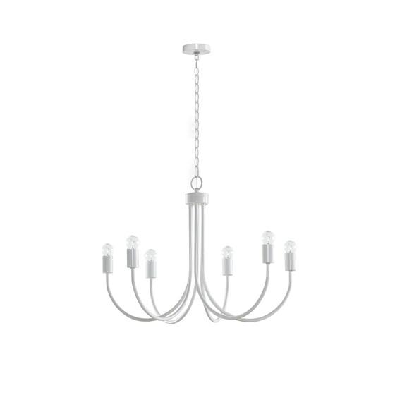 510 Design Ellie Chandelier - Contemporary Matte White Finish, 6-Light Candelabra Style